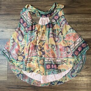 Free People Patchwork Tank‎ Top XS Boho Festival Summer Colourful Lined Flowy